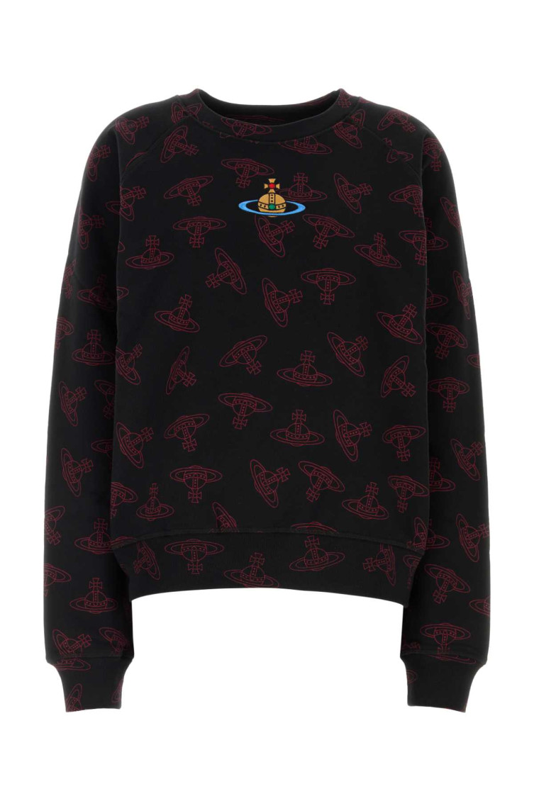 Vivienne Westwood Men Allover Logo Crweneck Sweater In Black