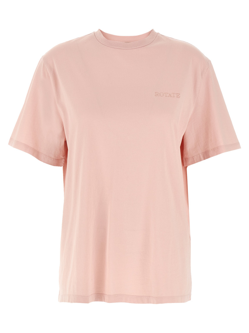 Rotate Birger Christensen Roomy Crew Neck T-shirt In Pink