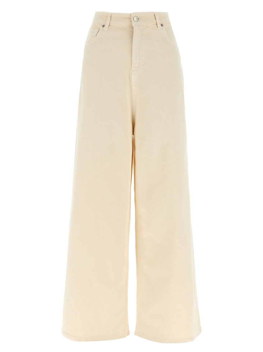 Nude High-waisted Wide Leg Jeans In Beige