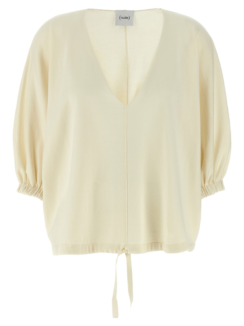 Nude Drawstring Sweatshirt In White