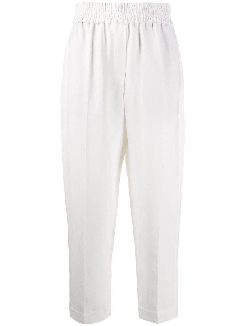 Brunello Cucinelli Women Viscose And Linen Fluid Twill Baggy Pull-on Pants In Beige