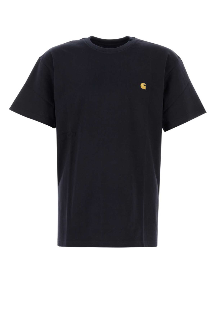 Carhartt Short Sleeve Chase T Shirt Dark Navy Gold In Blue