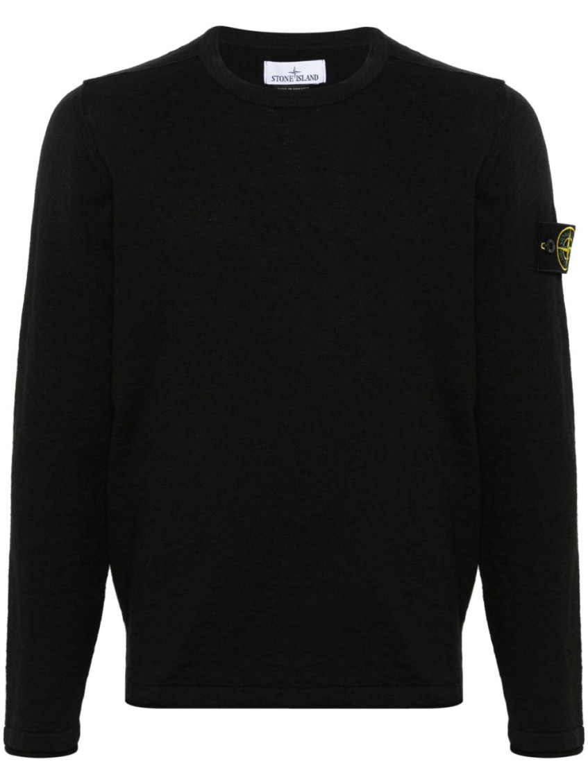 Shop Stone Island Black Crew Neck Pullover
