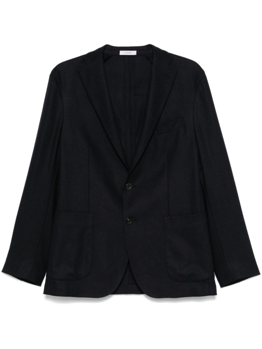 Boglioli Single-breasted Wool Blazer In Navy Blue