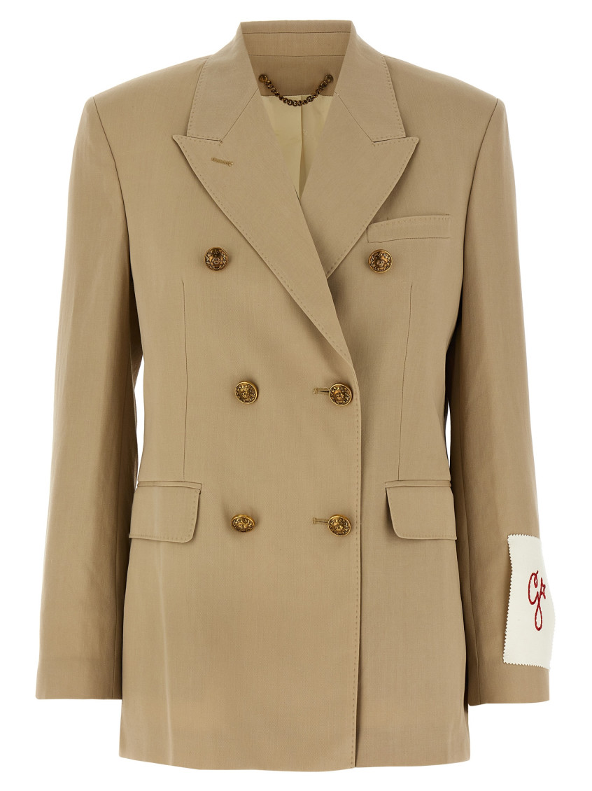 Golden Goose Double-breasted Blazer Heraldic Buttons In Beige