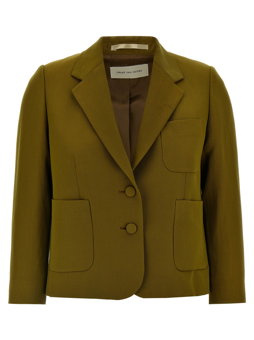 Dries Van Noten 'bamis' Blazer Featuring Buttoned Cuffs In Olive
