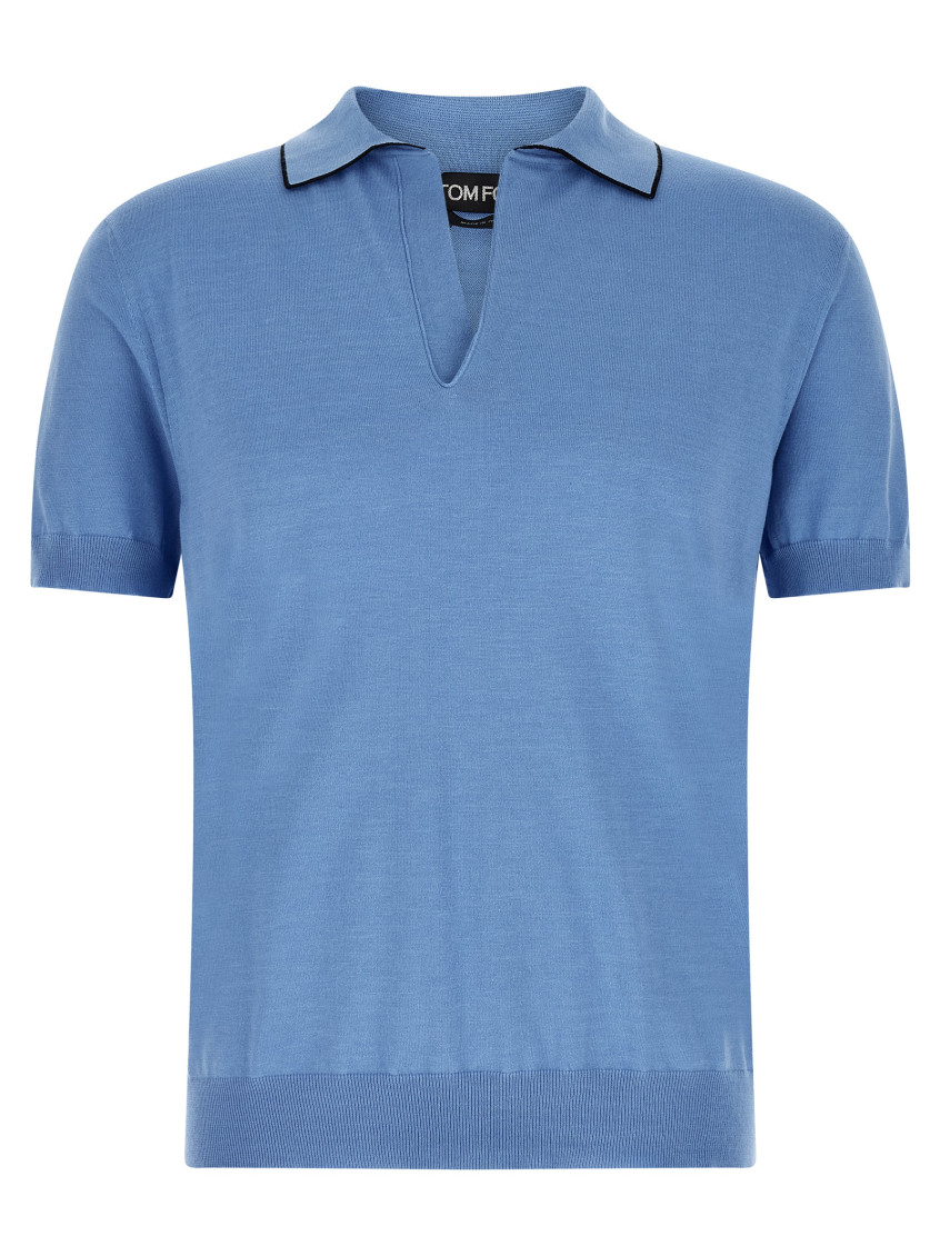 Tom Ford Light Blue Open Collar Polo for Men Online India at