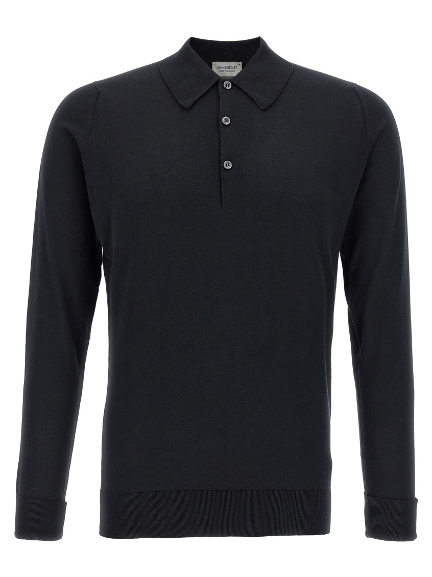 John Smedley Black Long Sleeves Polo for Men Online India at