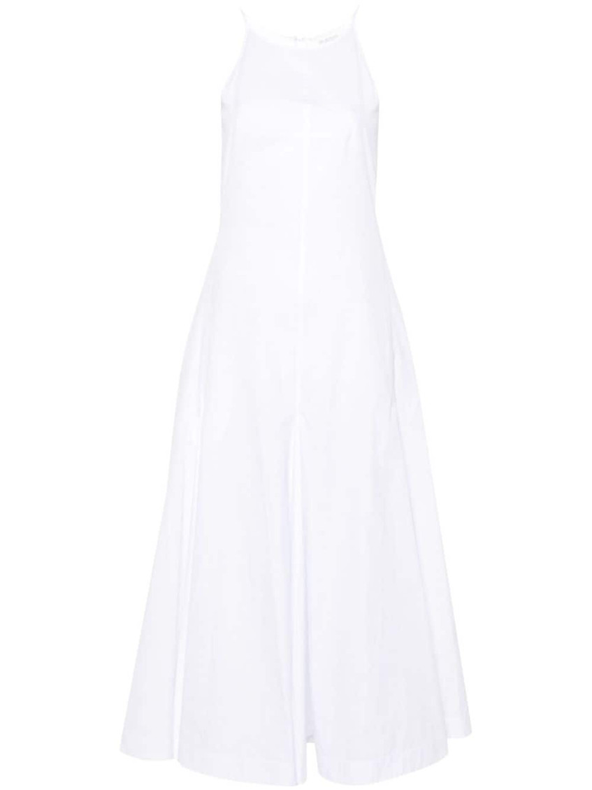 Sportmax Cactus Sleeveless Round Neckline A-line Midi Dress In White