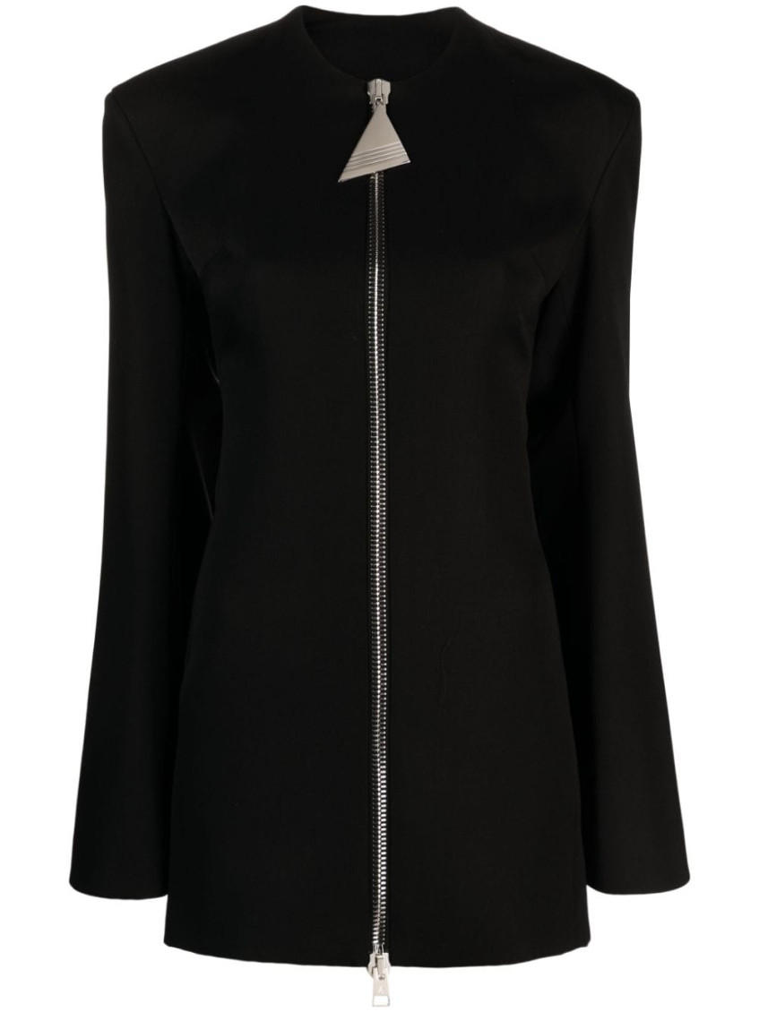Attico Zip-up Virgin Wool Minidress In Black