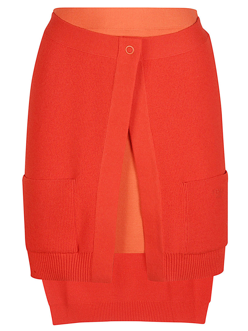 Fendi Orange Trompe Loeil Skirt In Orange