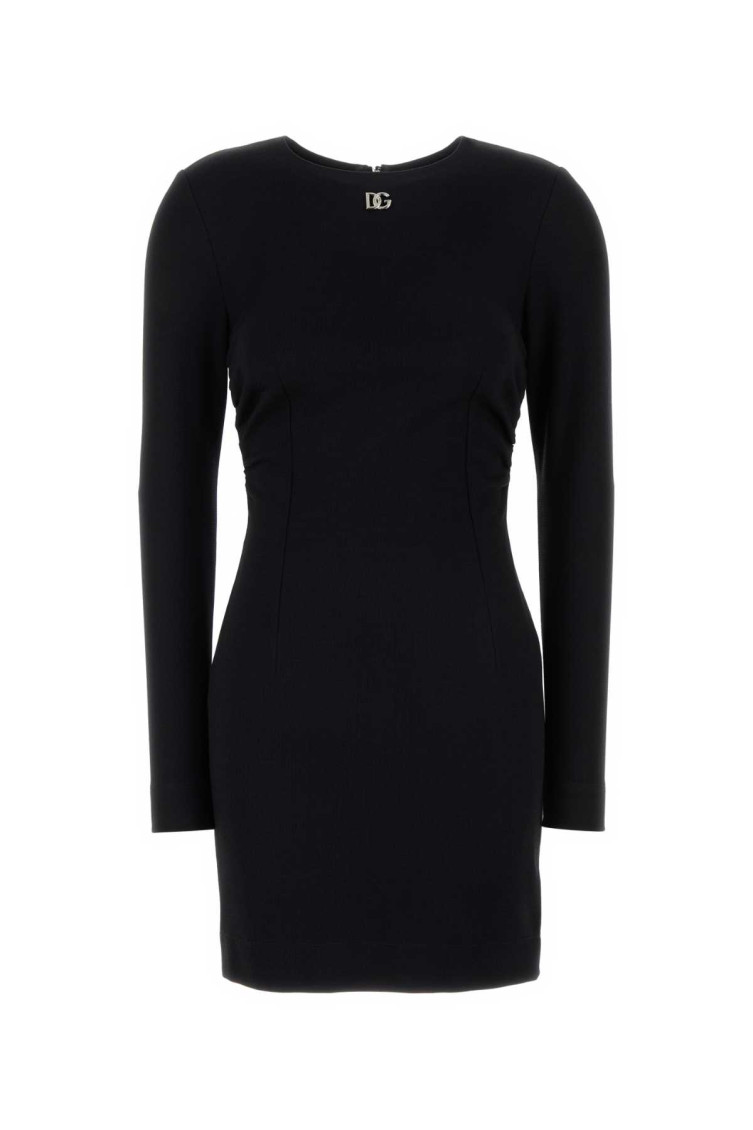 Dolce & Gabbana Short Milano Rib Dress With Dg Logo