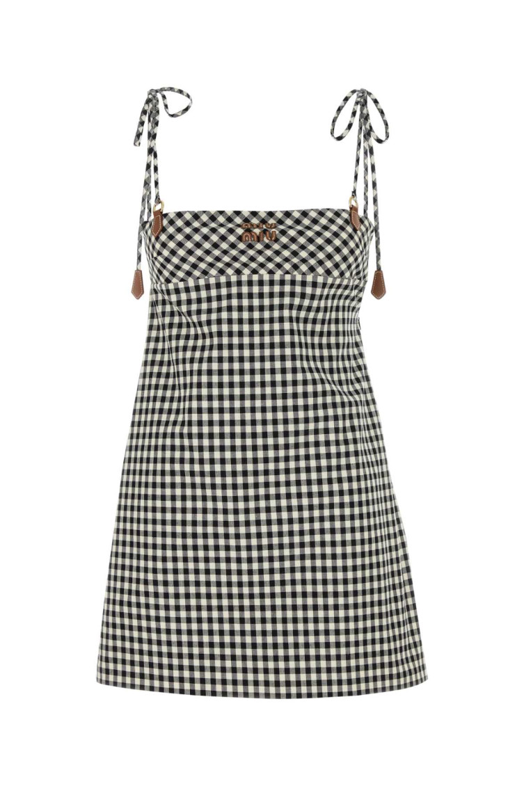 Miu Miu Blackwhite Checked Mini Dress