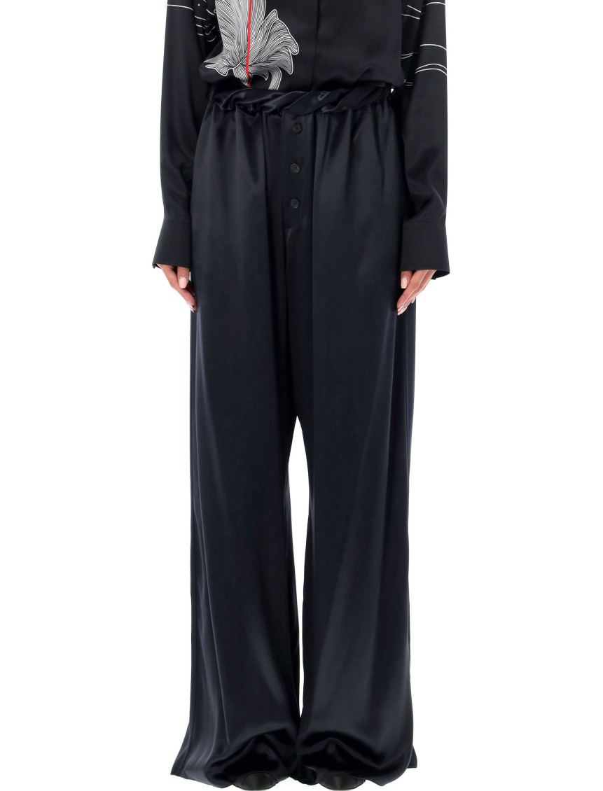 Ferragamo Black Satin Pajama Trouser