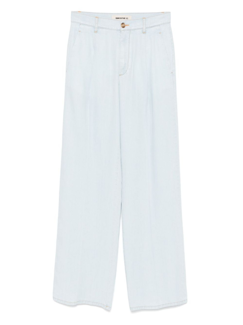 Shop Semicouture Light Blue Felipa Trousers