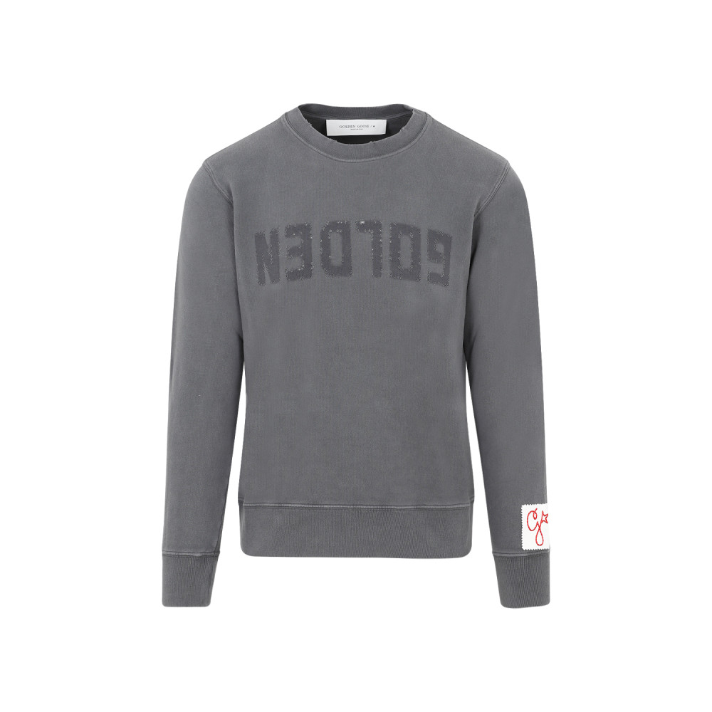 Golden Goose Golden M S Regular Sweatshirt Distressed Cotton Jersey With Logo Clothing