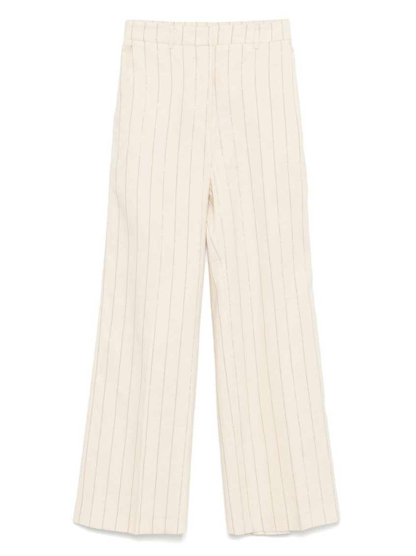 Seventy Cream Linen Blended Pinstriped Jacket
