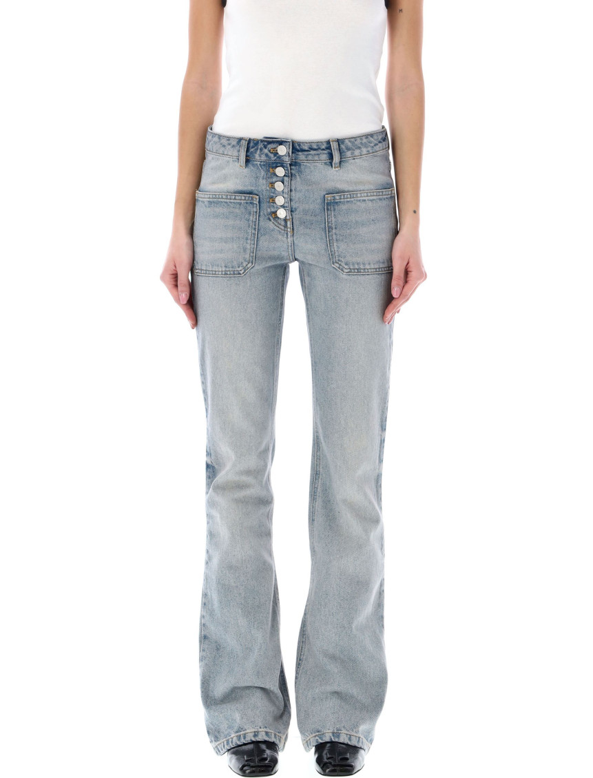 Courrèges Light Blue Low-rise Bootcut Jeans In Light Blue
