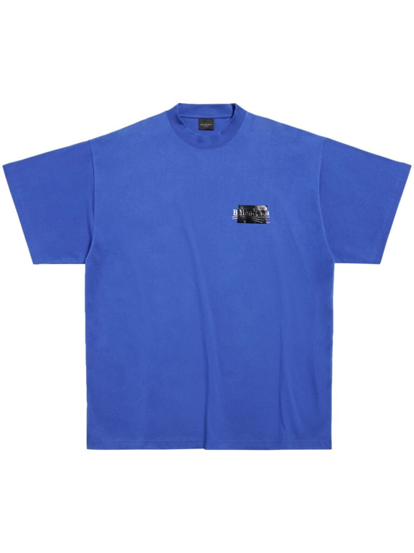 Shop Balenciaga Blue Logo T-shirts