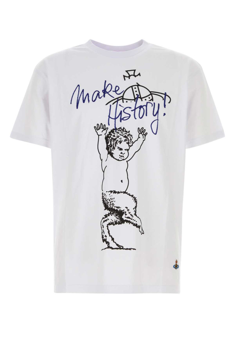 Vivienne Westwood Cotton Crew Neck T-shirt With Graphic Print In White