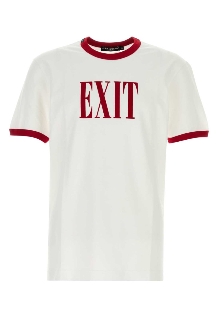 Dolce & Gabbana Graphic Print Crew Neck T-shirt With Contrast Trim In White