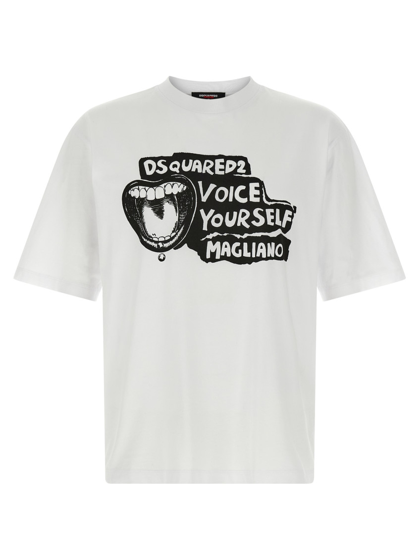 Dsquared2 Cotton T-shirt Collaboration Magliano Graphic Print In White