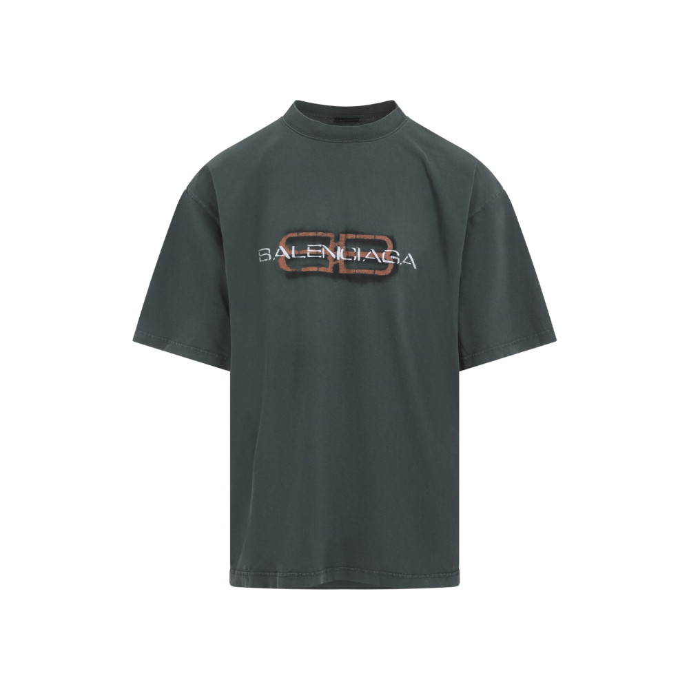 Balenciaga Short Sleeve Graphic Print T-shirt In Green