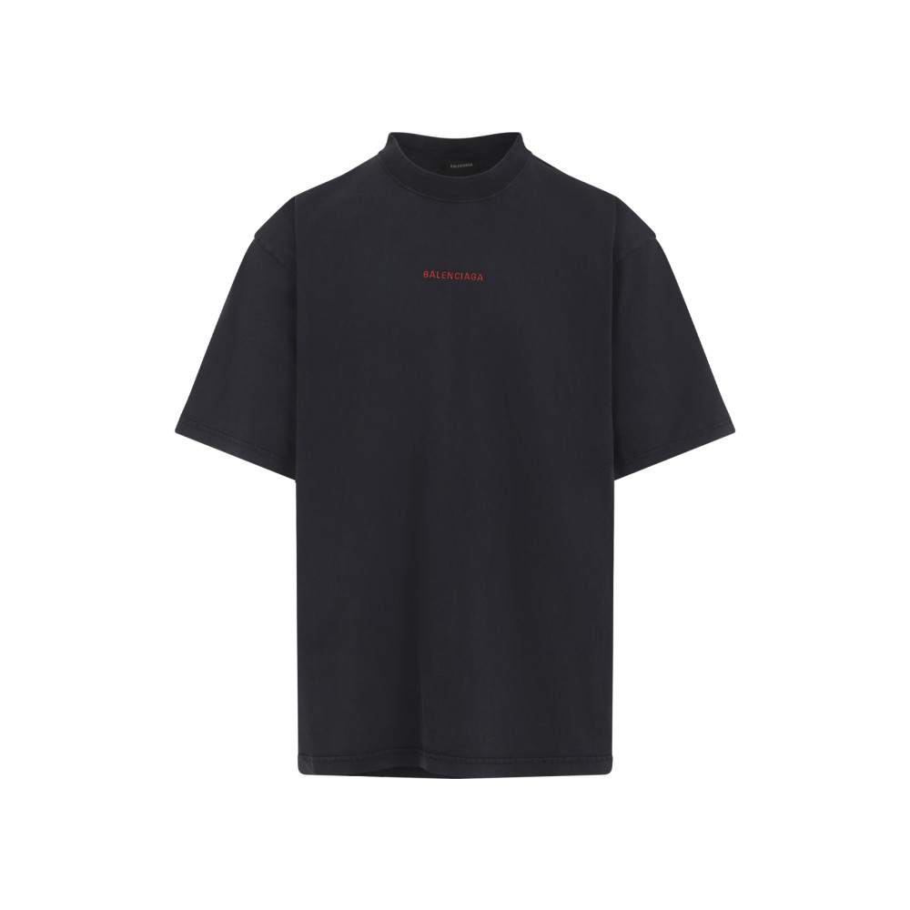 Balenciaga Logo Lettering Crewneck T-shirt In Black