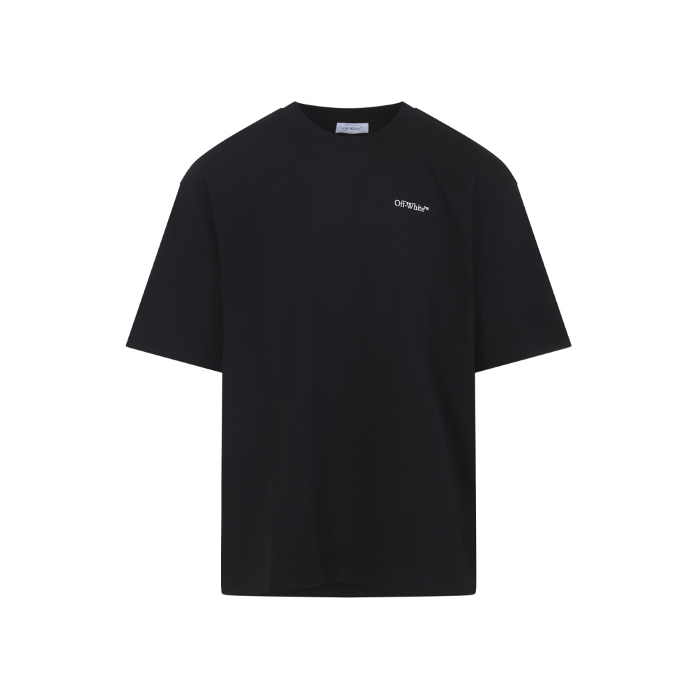 Off-white Graphic Print Short Sleeve Crew Neck T-shirt In Black