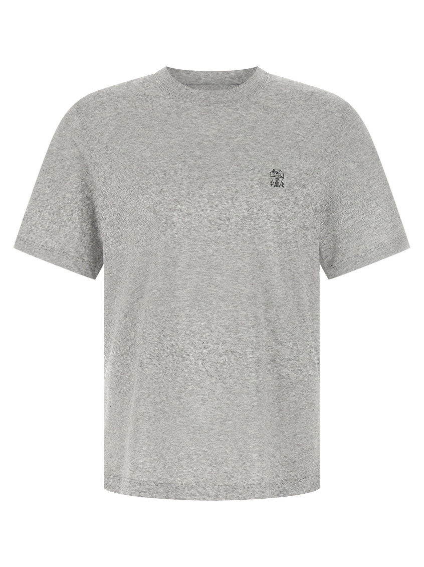 Brunello Cucinelli Layered Crewneck T-shirt Stitch Detailing In Gray