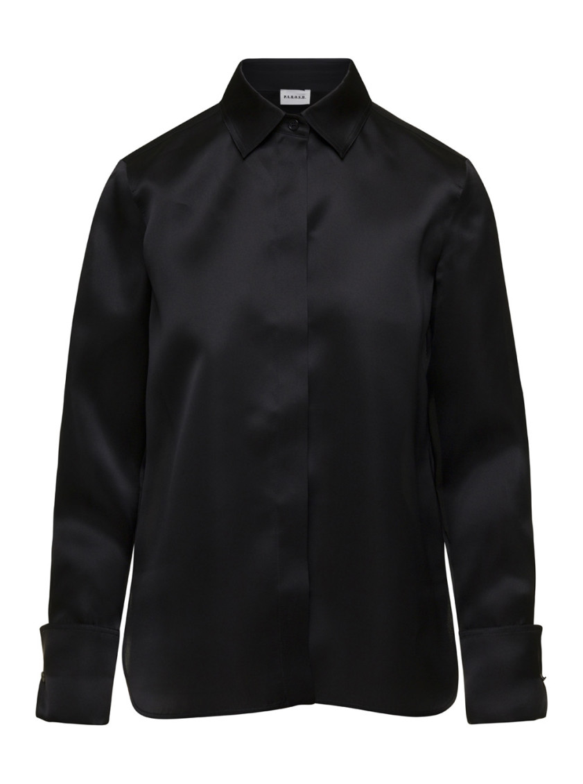 Max Mara Buttoned Long-sleeved Shirt In Black