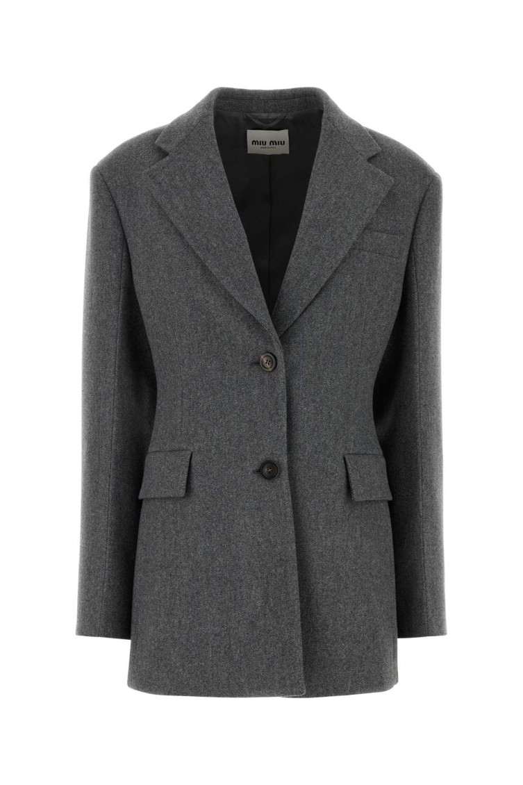 MIU MIU DARK GREY SINGLE BREASTED BLAZER