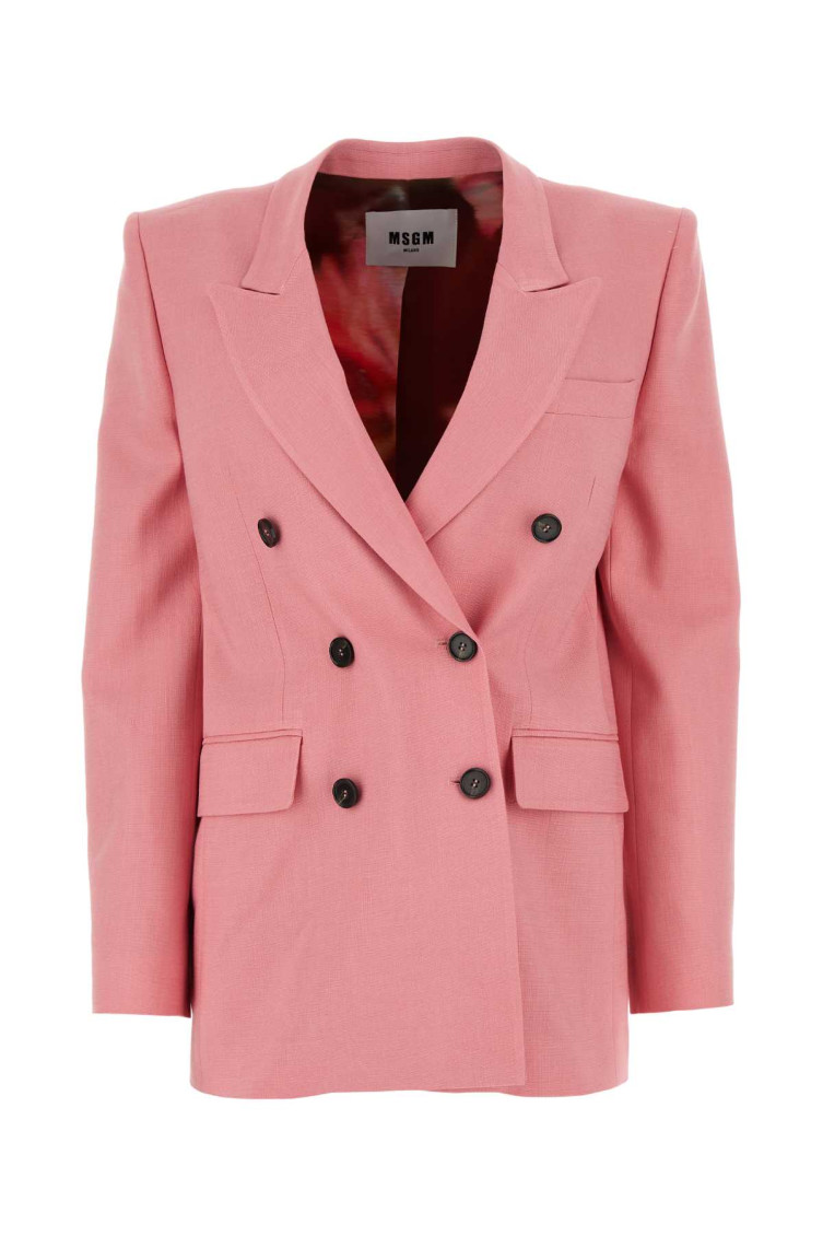 Msgm Notch Lapels Stretch Blazer In Pink