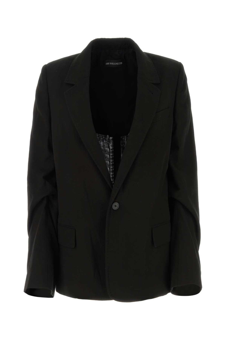 Ann Demeulemeester Black Sigle Breasted Blazer In Black