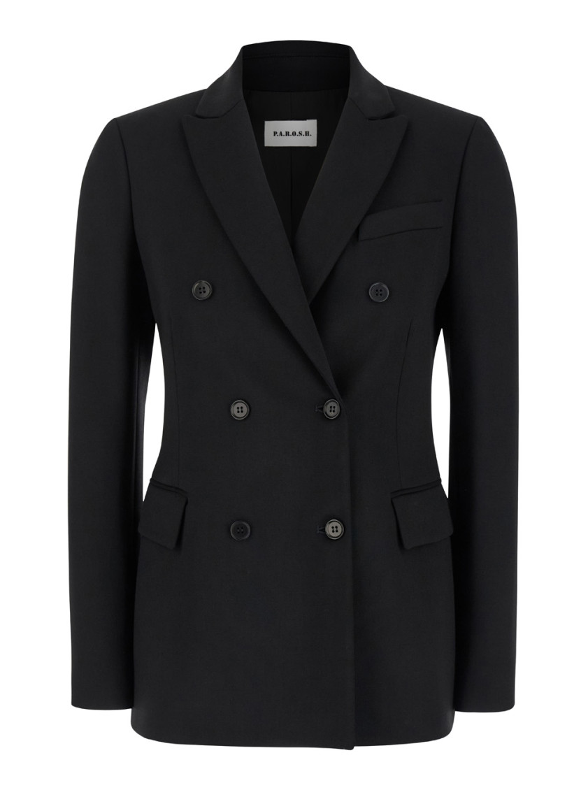 P.A.R.O.S.H BLACK DOUBLE BREASTED BLAZER 
