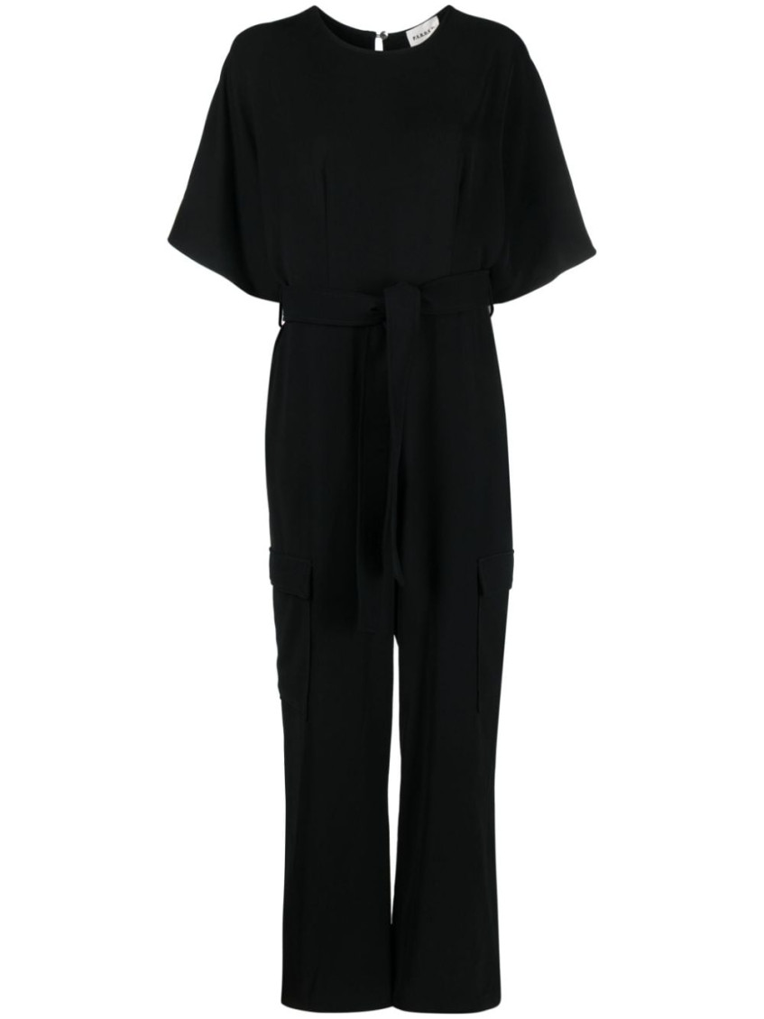P.a.r.o.s.h Cargo Jumpsuit With Wide-leg And Belt In Black