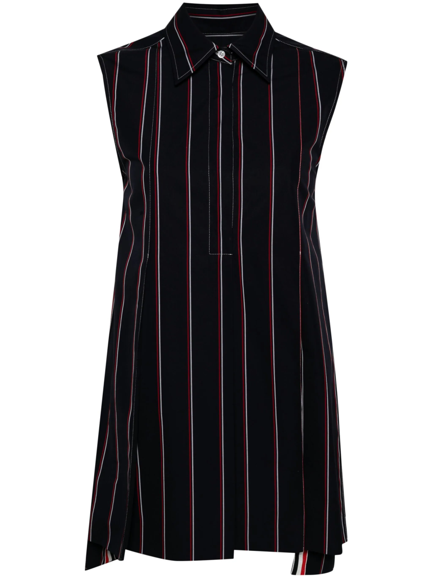 Thom Browne Rwb-stripe Shirt Dress In Navy Blue