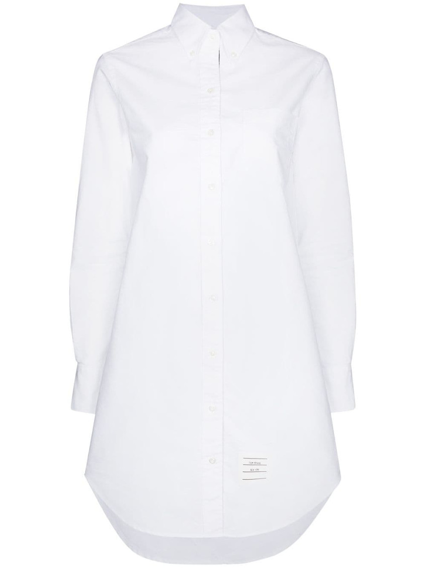 Thom Browne Oxford Cotton Mini Shirt Dress In White