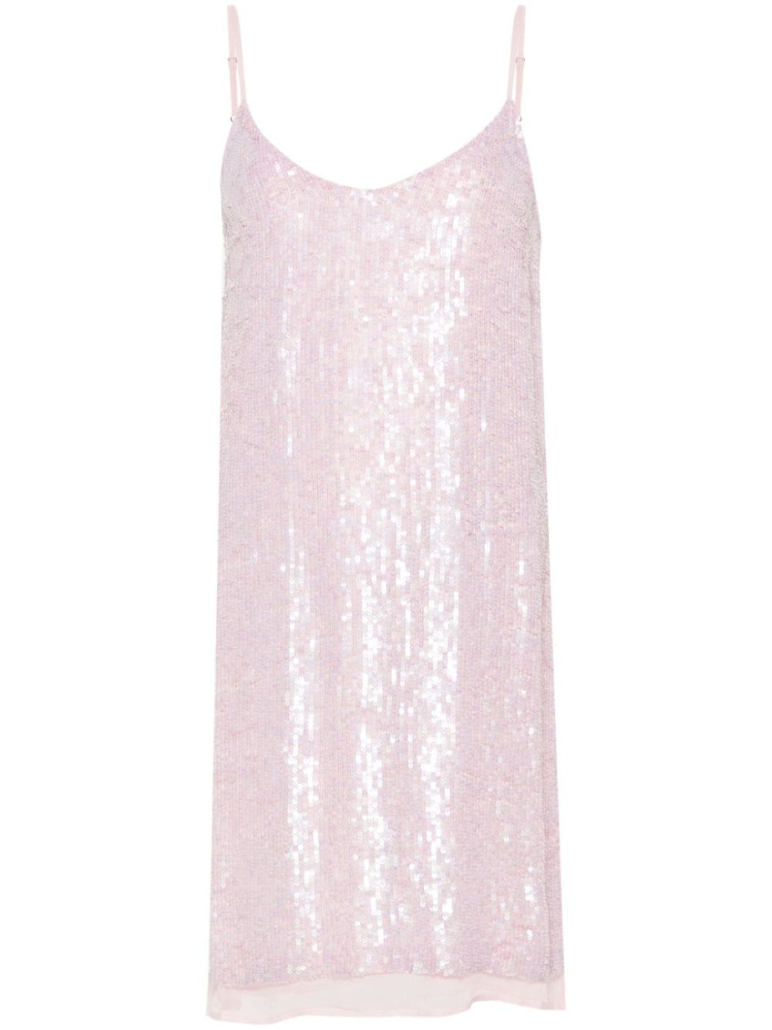 P.a.r.o.s.h Gabriel Sequinned Mini Dress In Light Pink