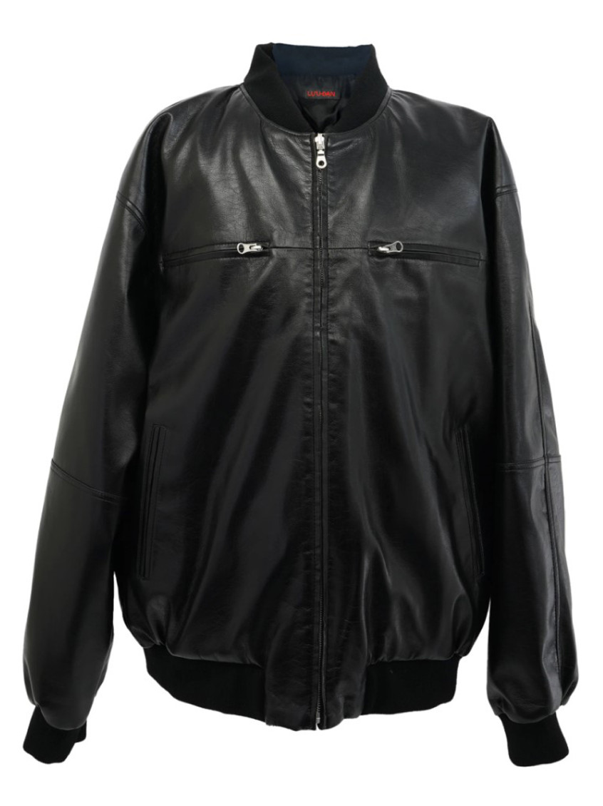 Lựu Dạn Black Leather Jacket In Black