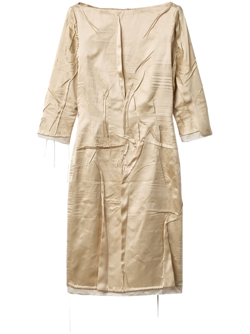 Miu Miu Satin Silk Knee-length Dress In Beige
