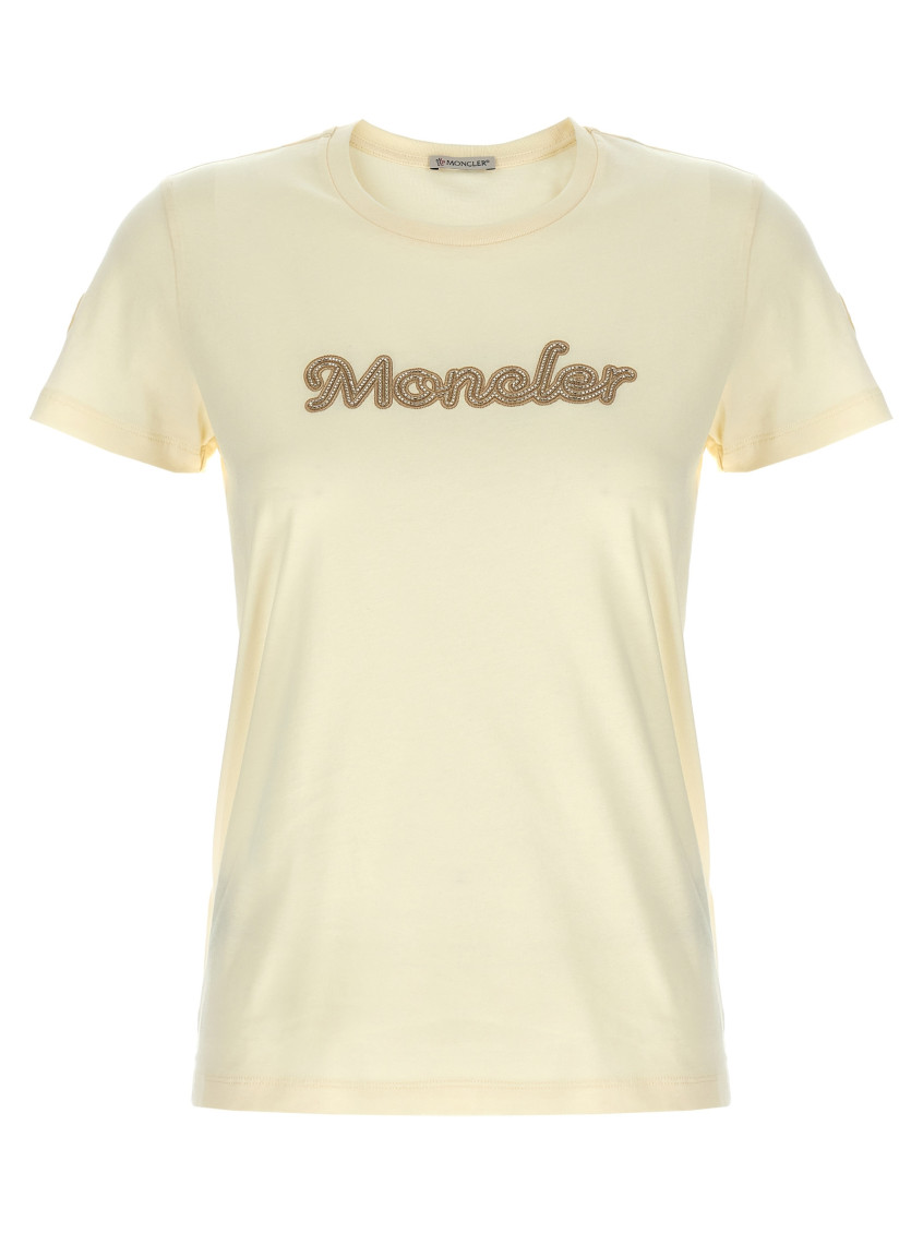Moncler Logo Embroidery T-shirt In White