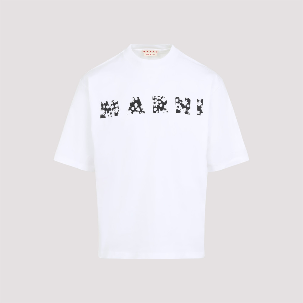 Shop Marni White Logo-print T-shirt