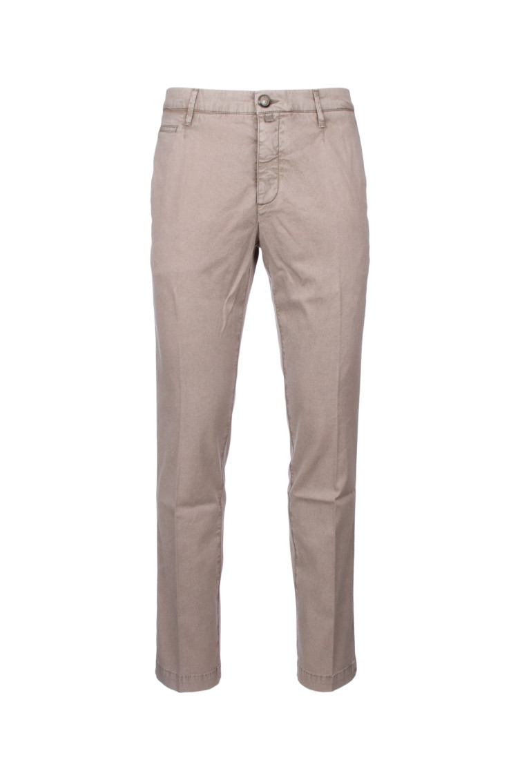 Jacob Cohen Denim Trousers With Belt Loops And Back Pockets In Taupe