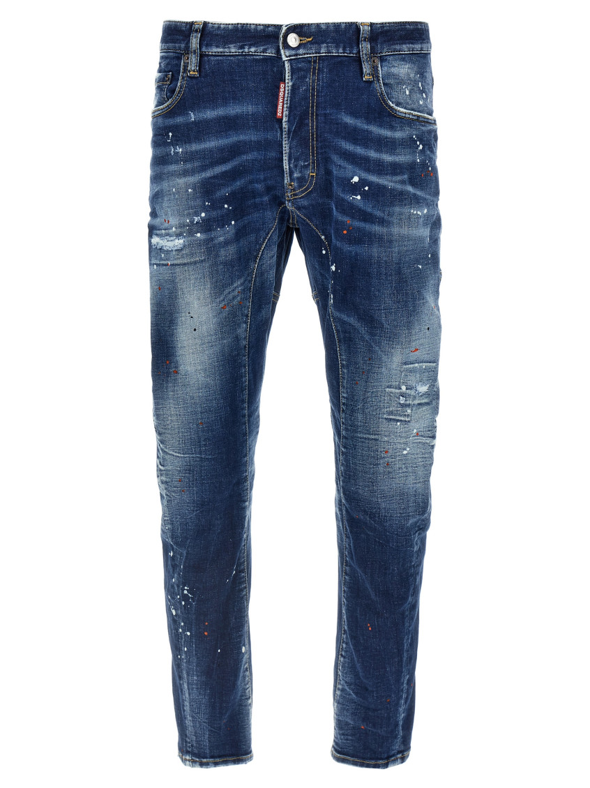 Dsquared2 Stretch Denim Blend Tidy Biker Jeans In Blue