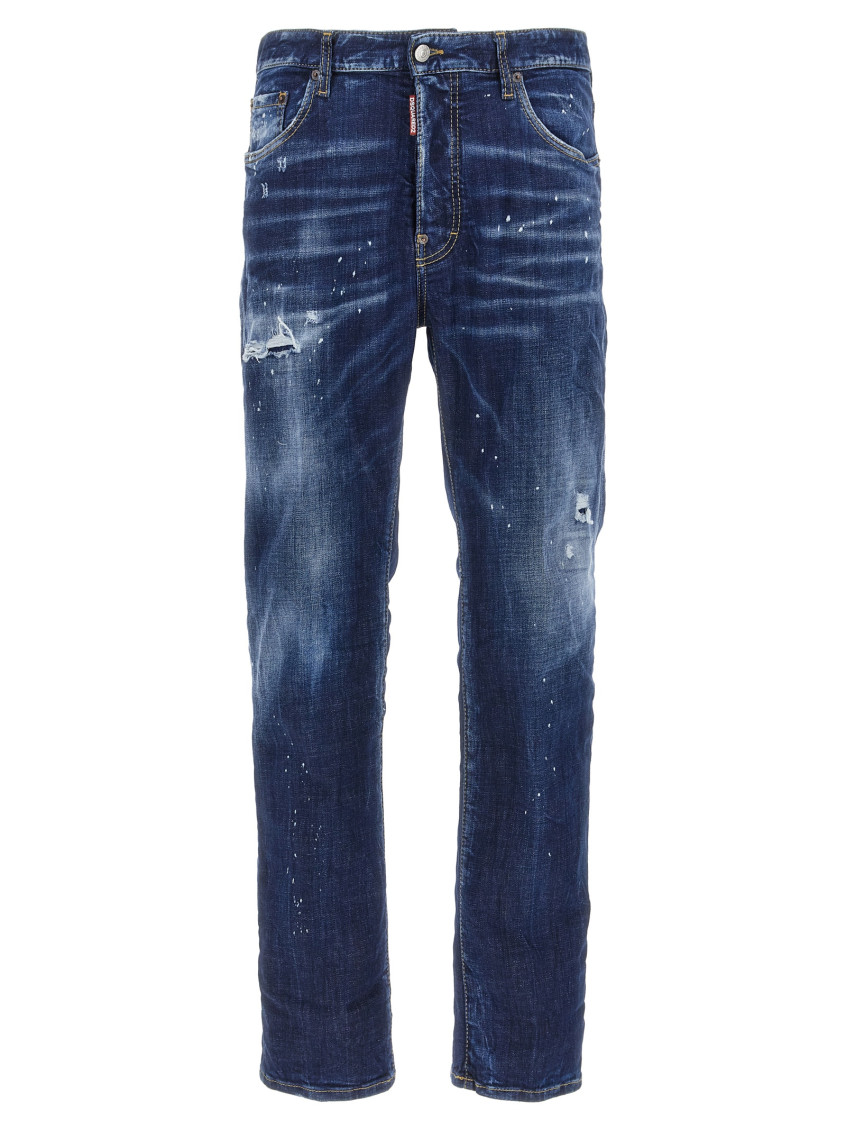 Dsquared2 Straight Jeans With A Lived-in Effect In Blue