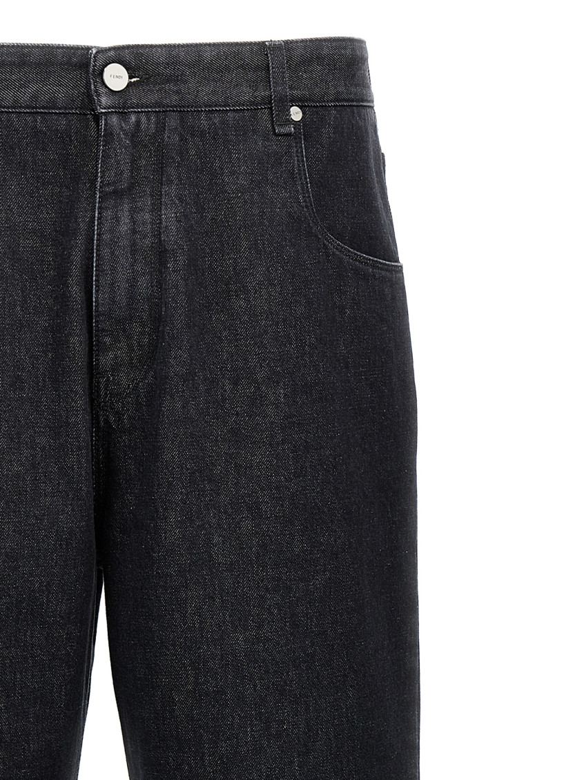 Fendi Black Logo Straight Jeans