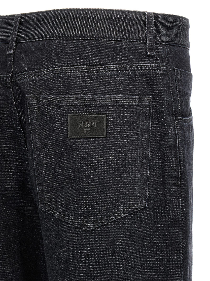 Fendi Black Logo Straight Jeans