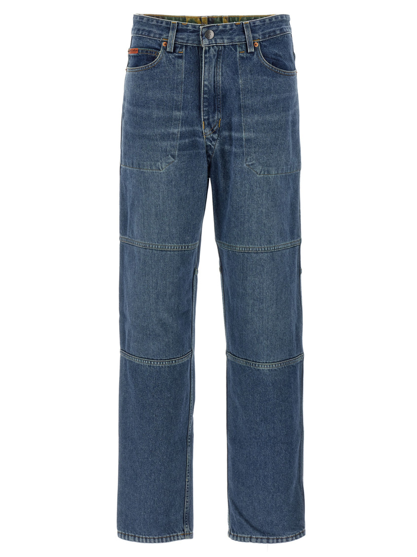 Martine Rose Reversible Camo Jeans Rivet Detailing In Blue