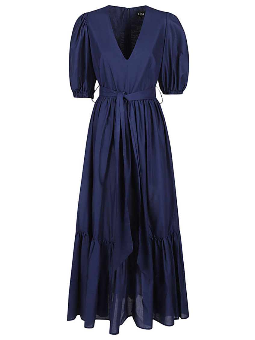 Lavi Cotton Long Dress In Navy Blue